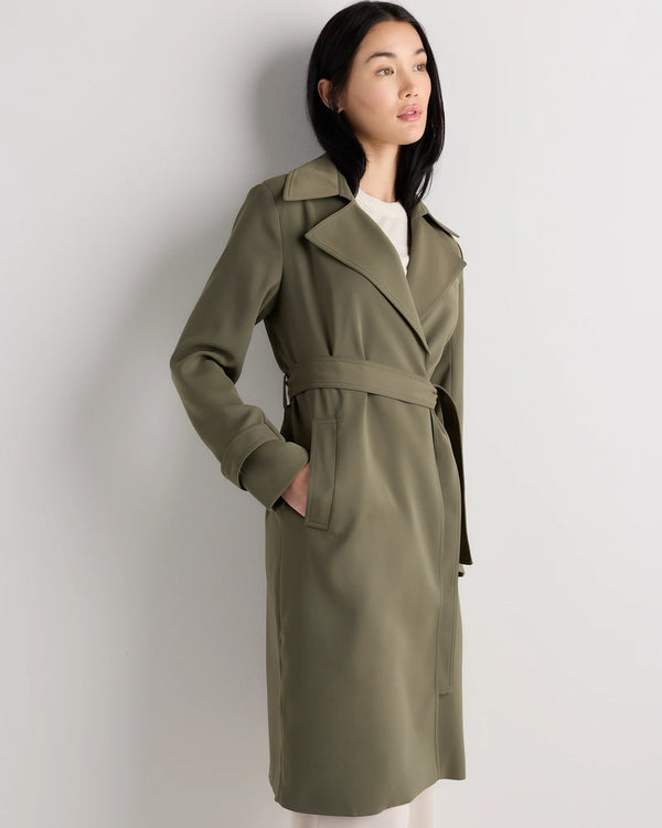 Stretch Crepe Trench Coat - XS / Olive