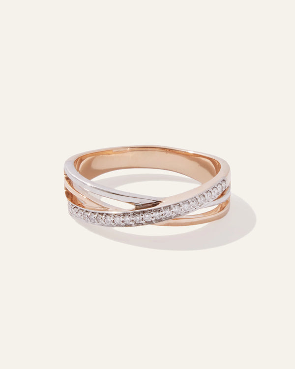 14K Gold Diamond Orbit Ring - 4 / Rose Gold