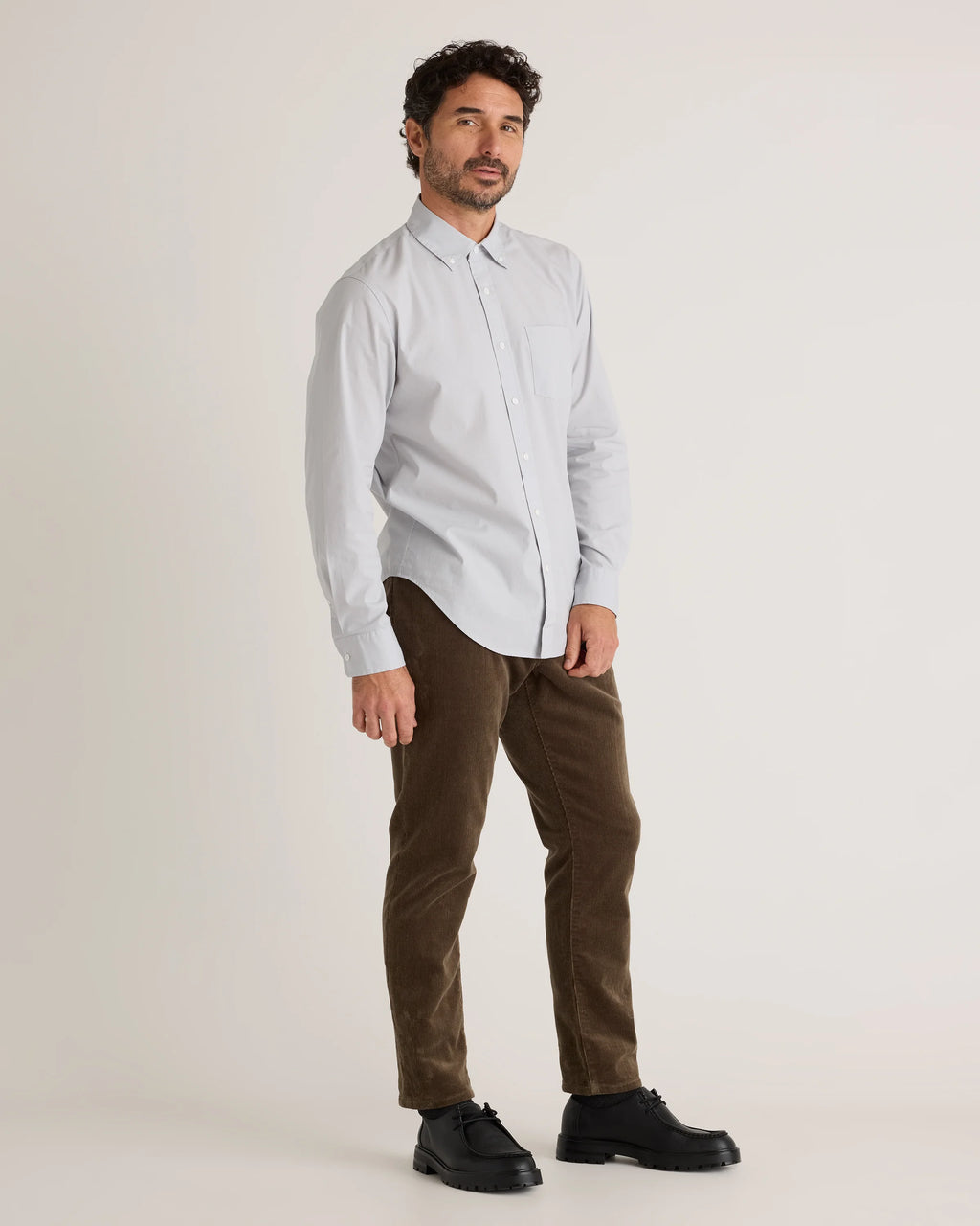 Organic Cotton Stretch Poplin Shirt - S / Grey Gingham