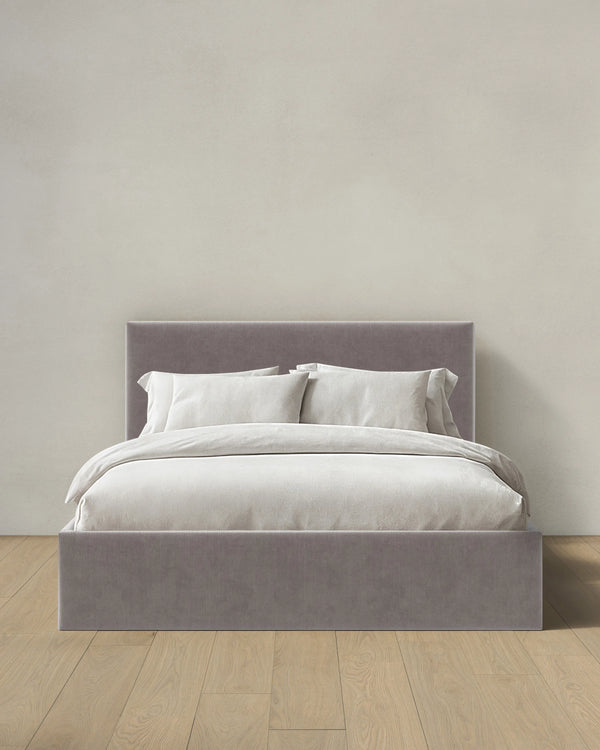 Square Bed in Performance Velvet - Full / Chocolate