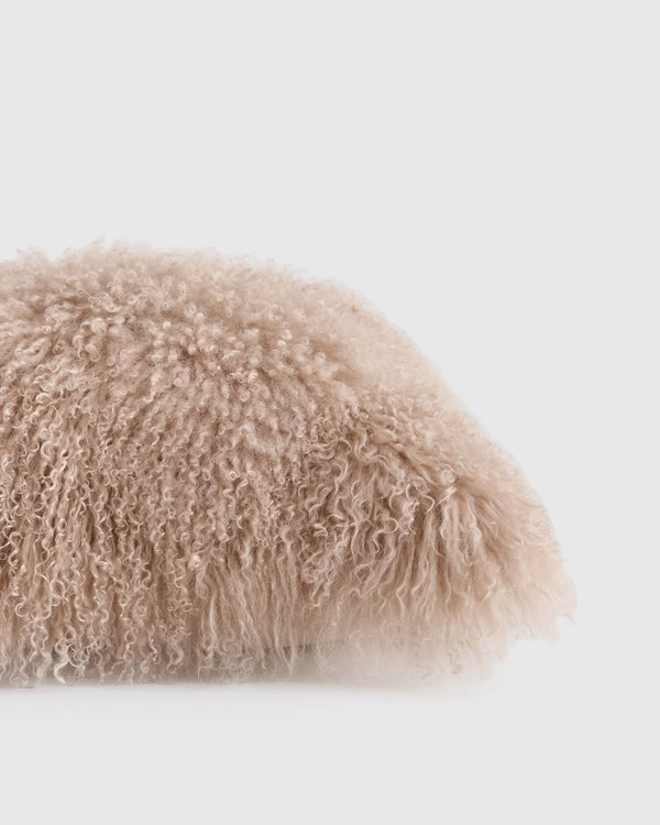 Luxe Mongolian Lamb Pillow Cover - 20x20 / Khaki