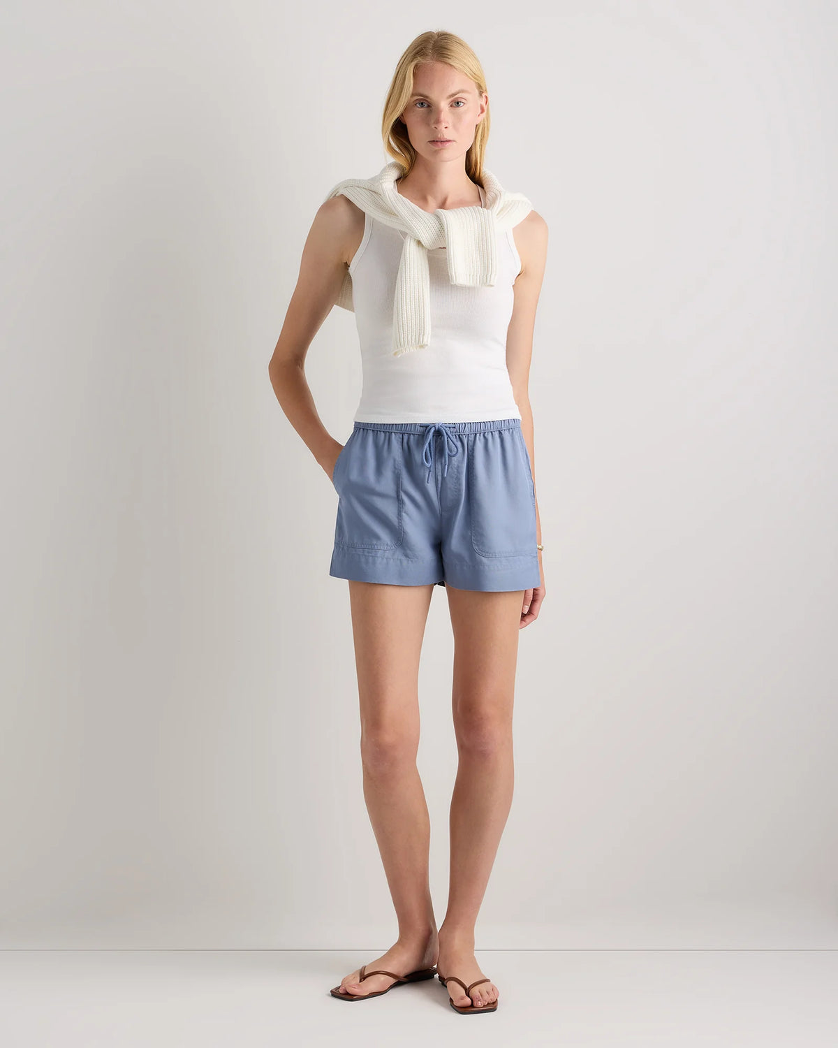Vintage Wash Tencel Utility Shorts - XS / Moonstone Blue