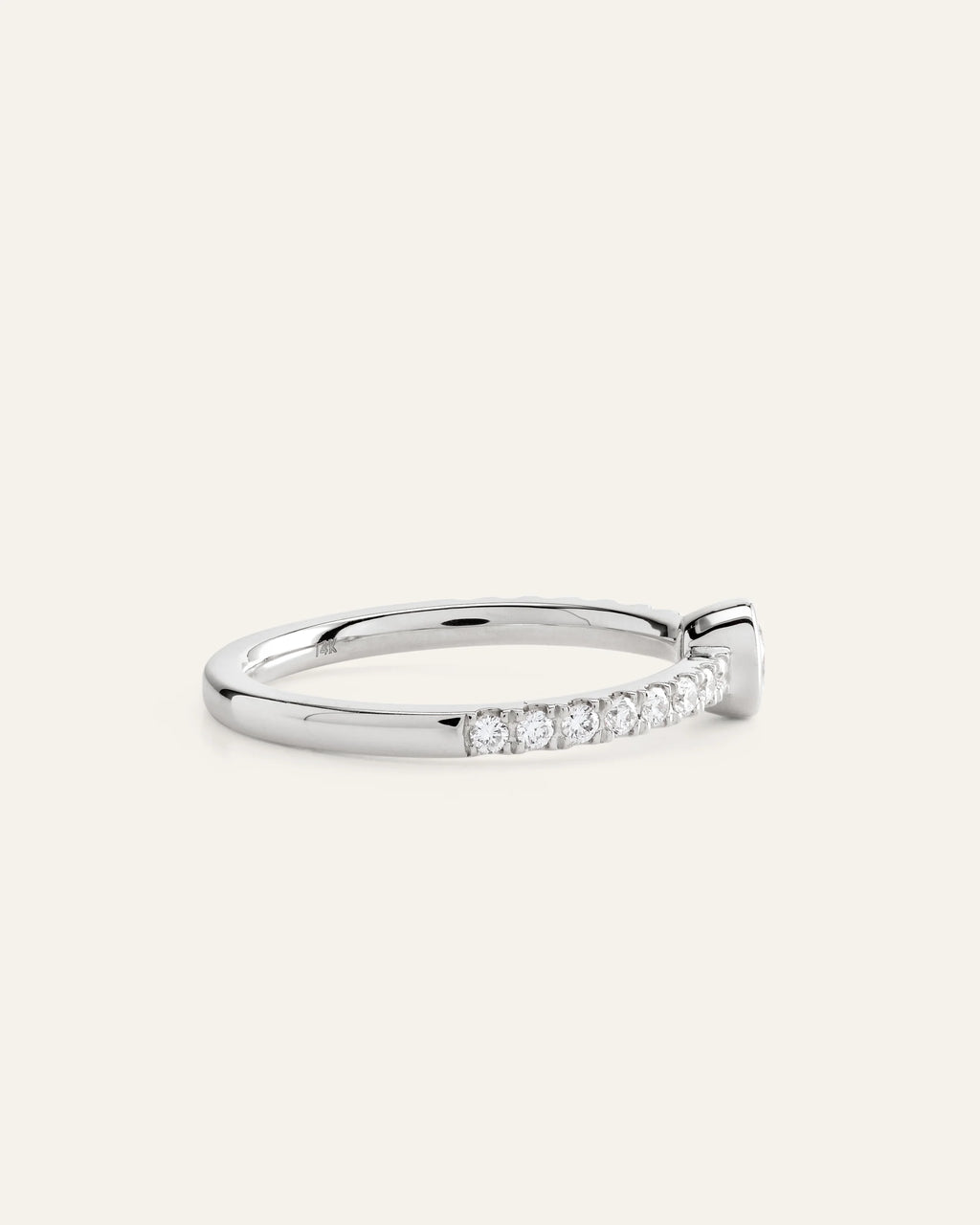 14K Gold Lab Grown Diamond Round Bezel Pave Ring - 4 / Yellow Gold
