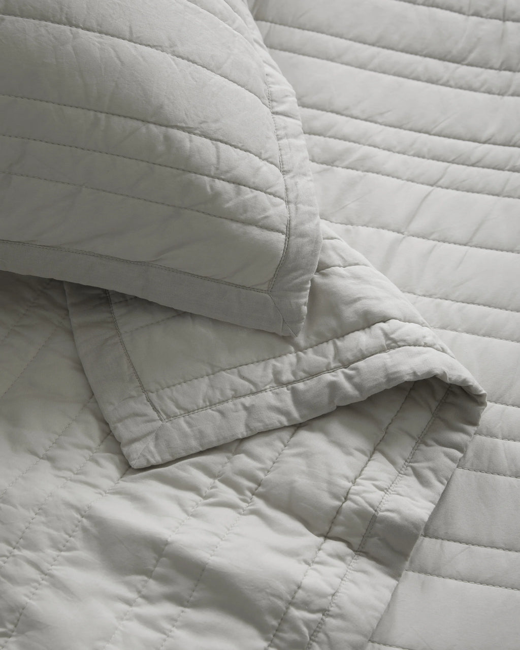 Organic Cotton Stripe Stitch Quilt Set - Twin / White