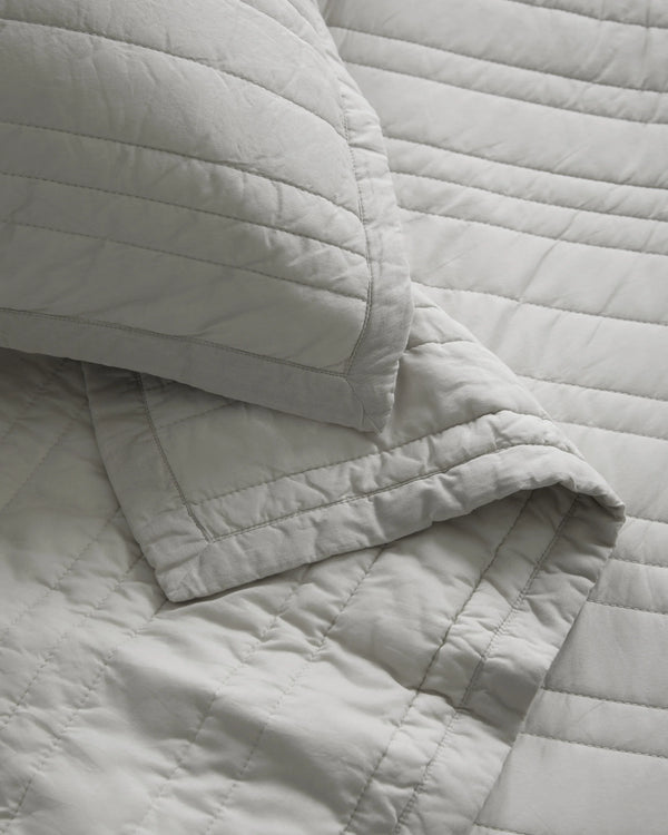 Organic Cotton Stripe Stitch Quilt Set - Twin / White