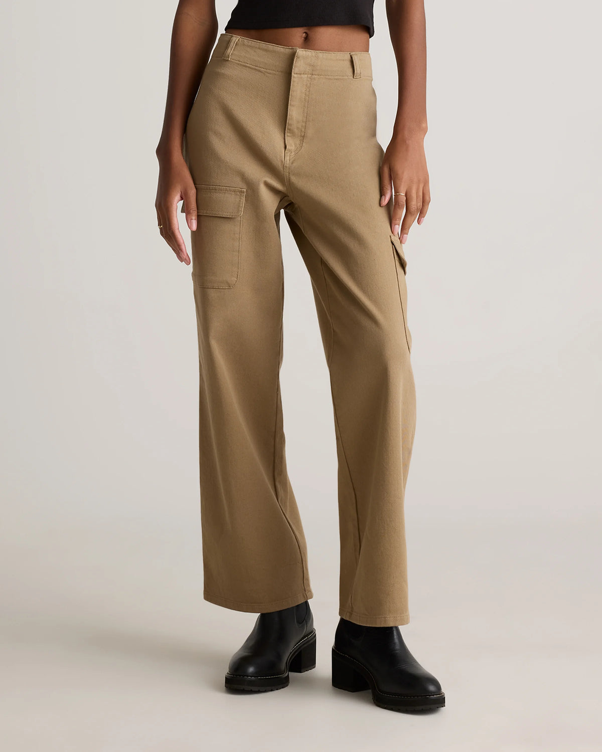 Organic Stretch Cotton Twill Cargo Pants - 0 / Light Khaki Main image