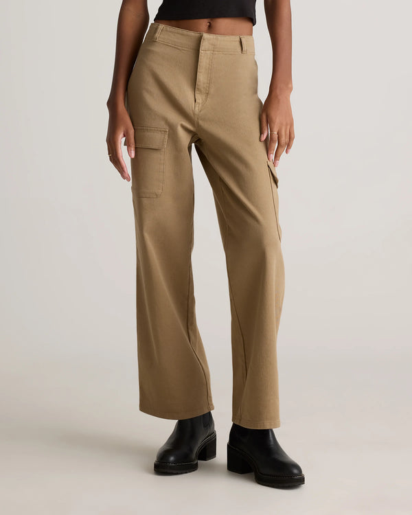 Organic Stretch Cotton Twill Cargo Pants - 0 / Light Khaki