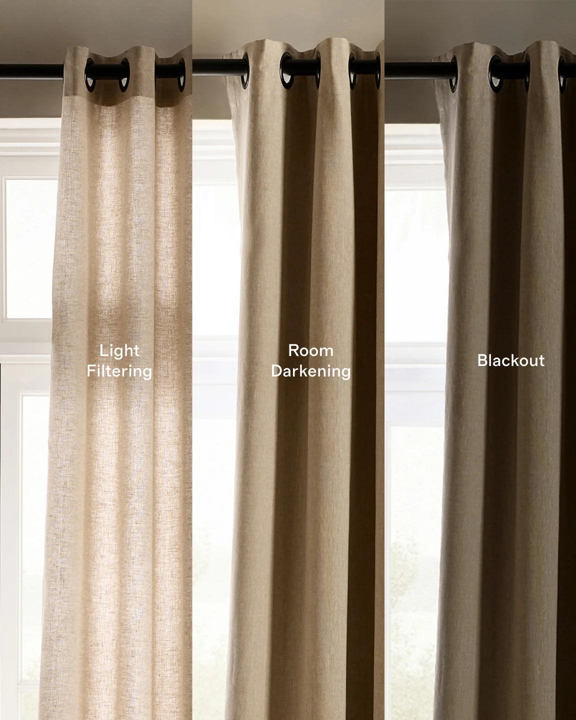 European Linen Grommet Curtain - Single Panel - 48x84 / White Main image