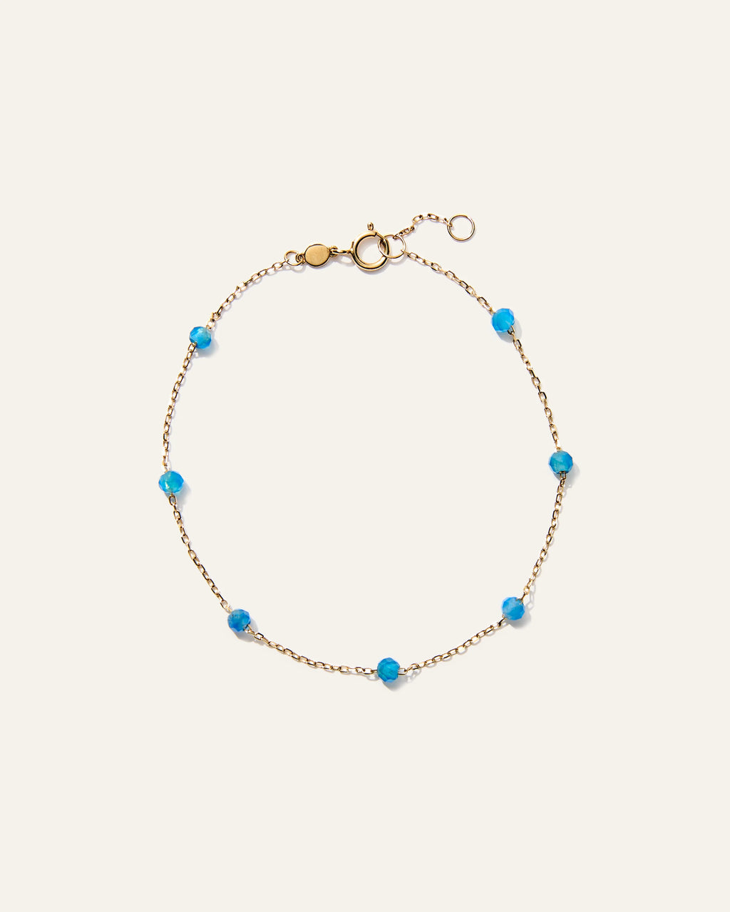 14K Gold Gemstone Station Stackable Bracelet - 6.5" / Yellow Gold