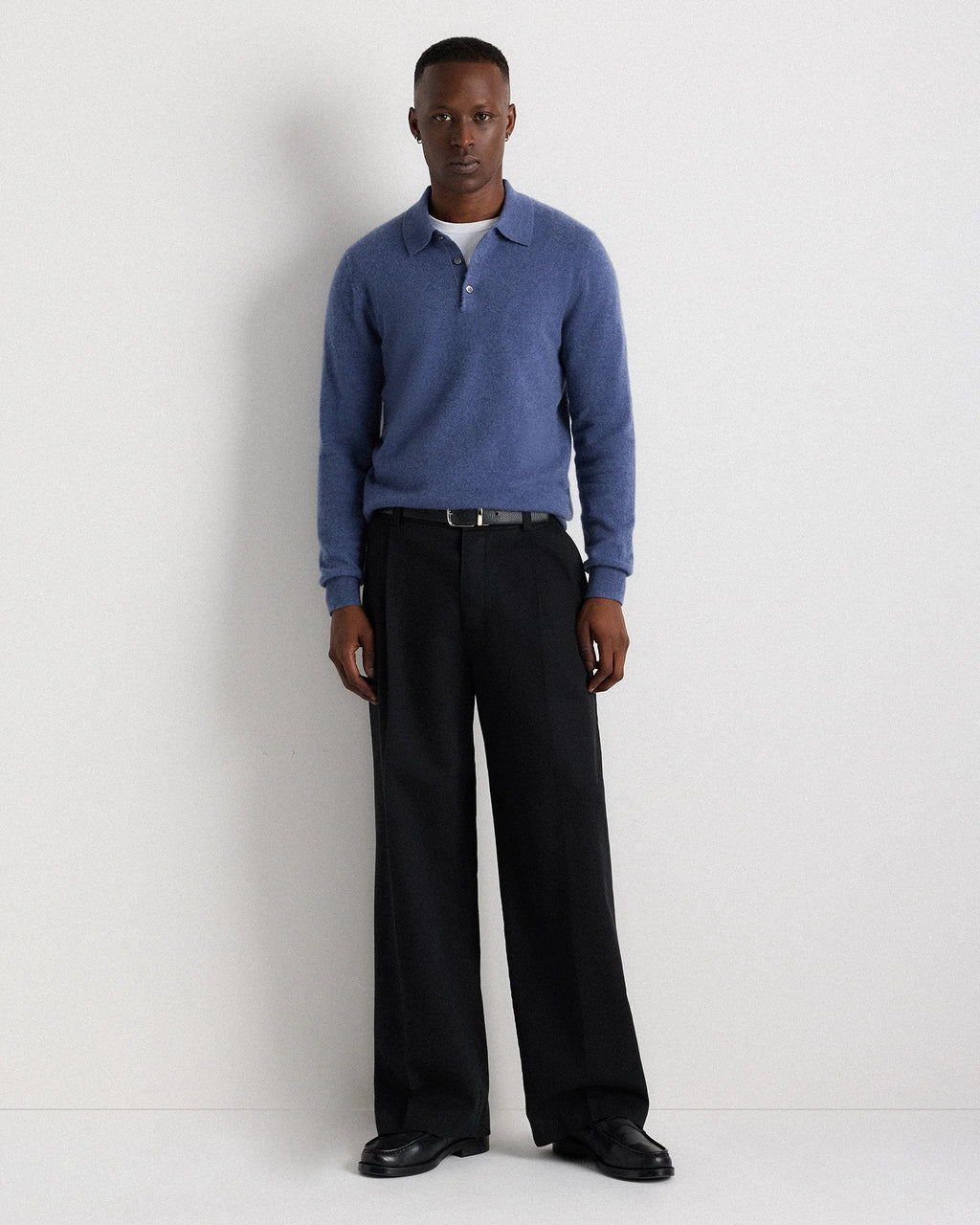 Mongolian Cashmere Polo Sweater - S / True Navy