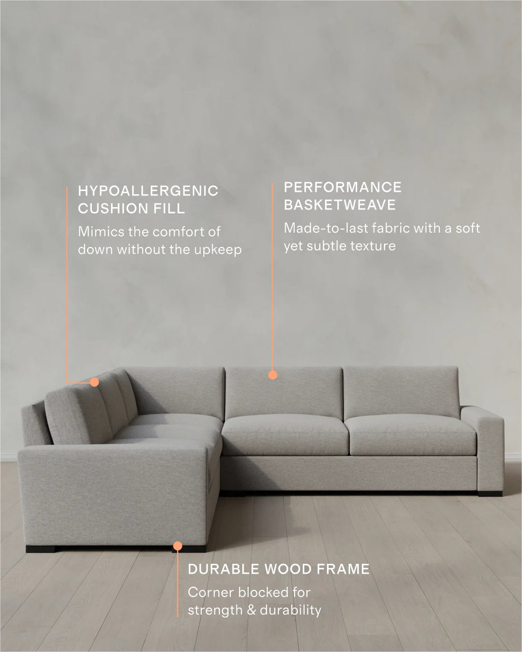 Stillman L Sectional in Performance Basketweave - 116x116 / Flax