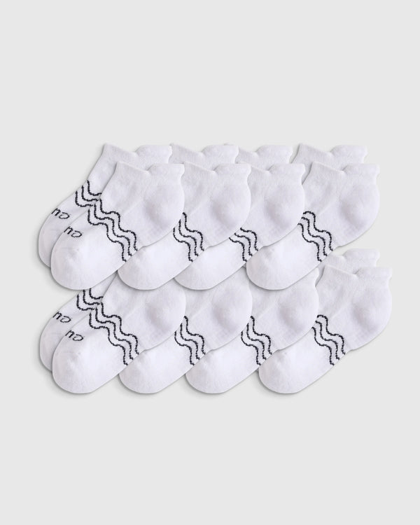 Organic Cotton Gripper Ankle Socks 8-Pack - 12M-24M / Pink/White Multi