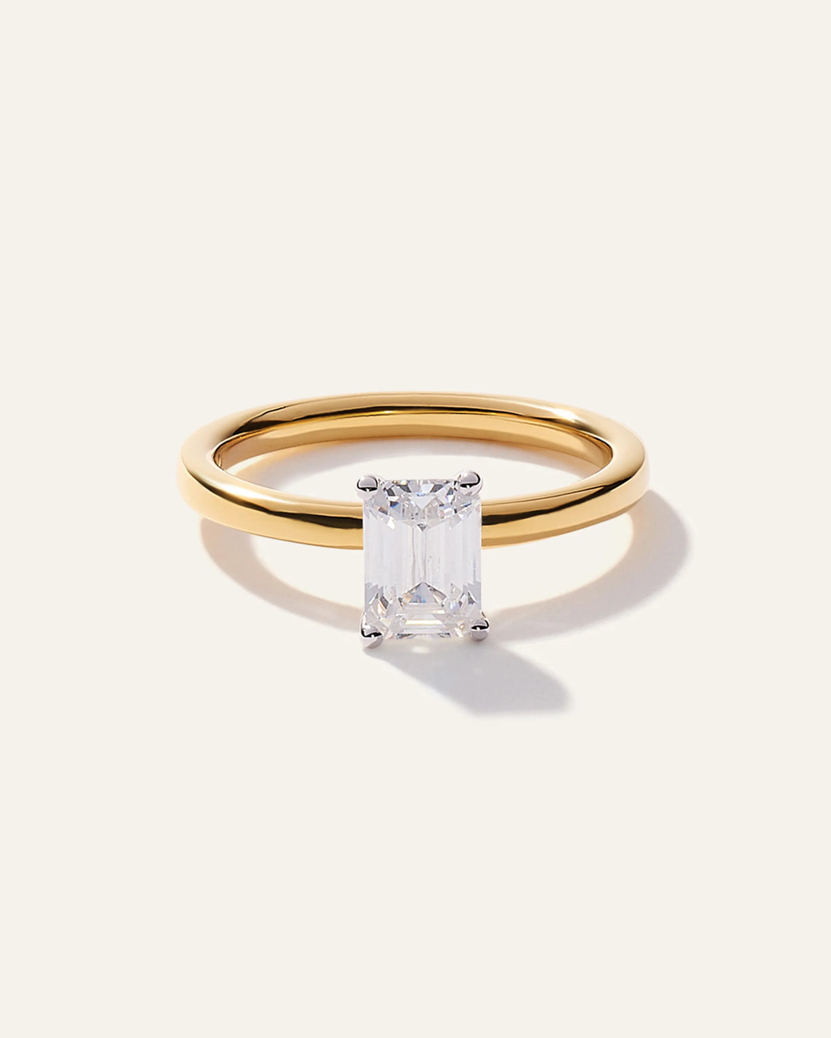 Lab Grown Diamond Emerald Comfort Fit Engagement Ring - 1ct - 4 / Yellow Gold Main image