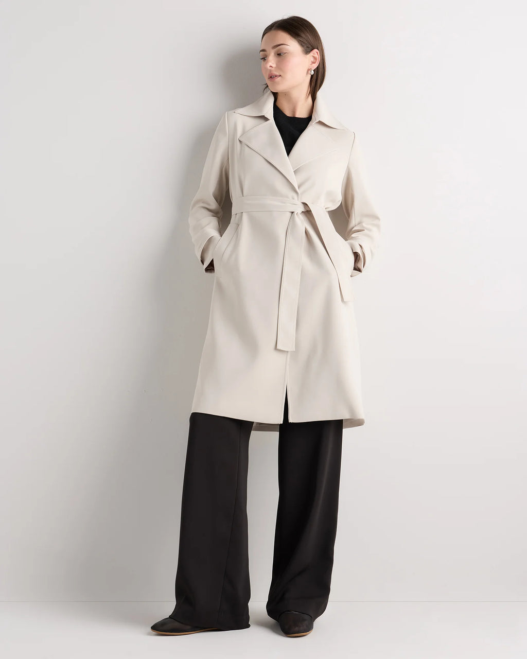 Stretch Crepe Trench Coat - XS / Olive