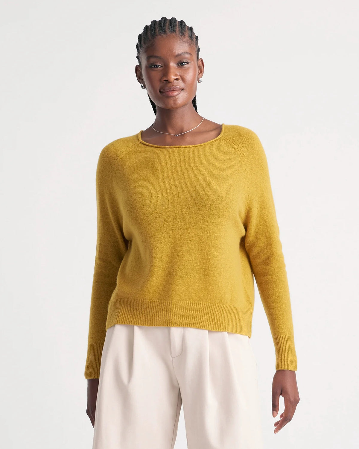 Mongolian Spring Cashmere Boatneck Sweater - XS / Spicy Mustard Main image