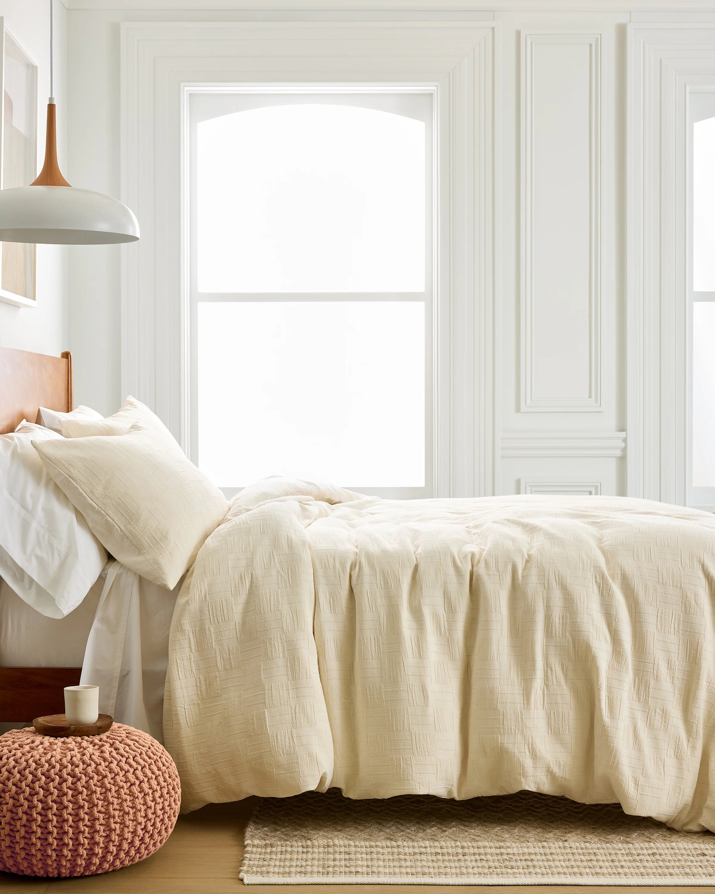 Checkered Matelasse Duvet Cover Set - Twin / Undyed Secondary image