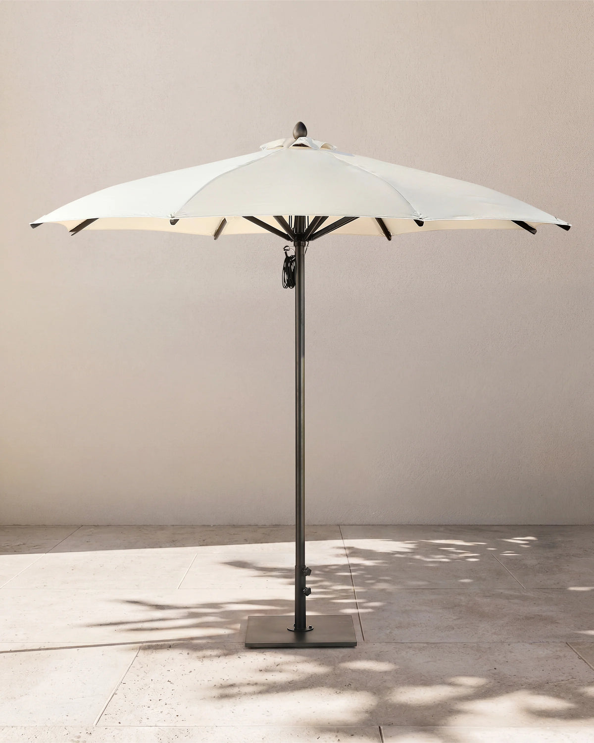 9' Round Sunbrella Outdoor Umbrella and Base - One Size / Natural/Black Main image