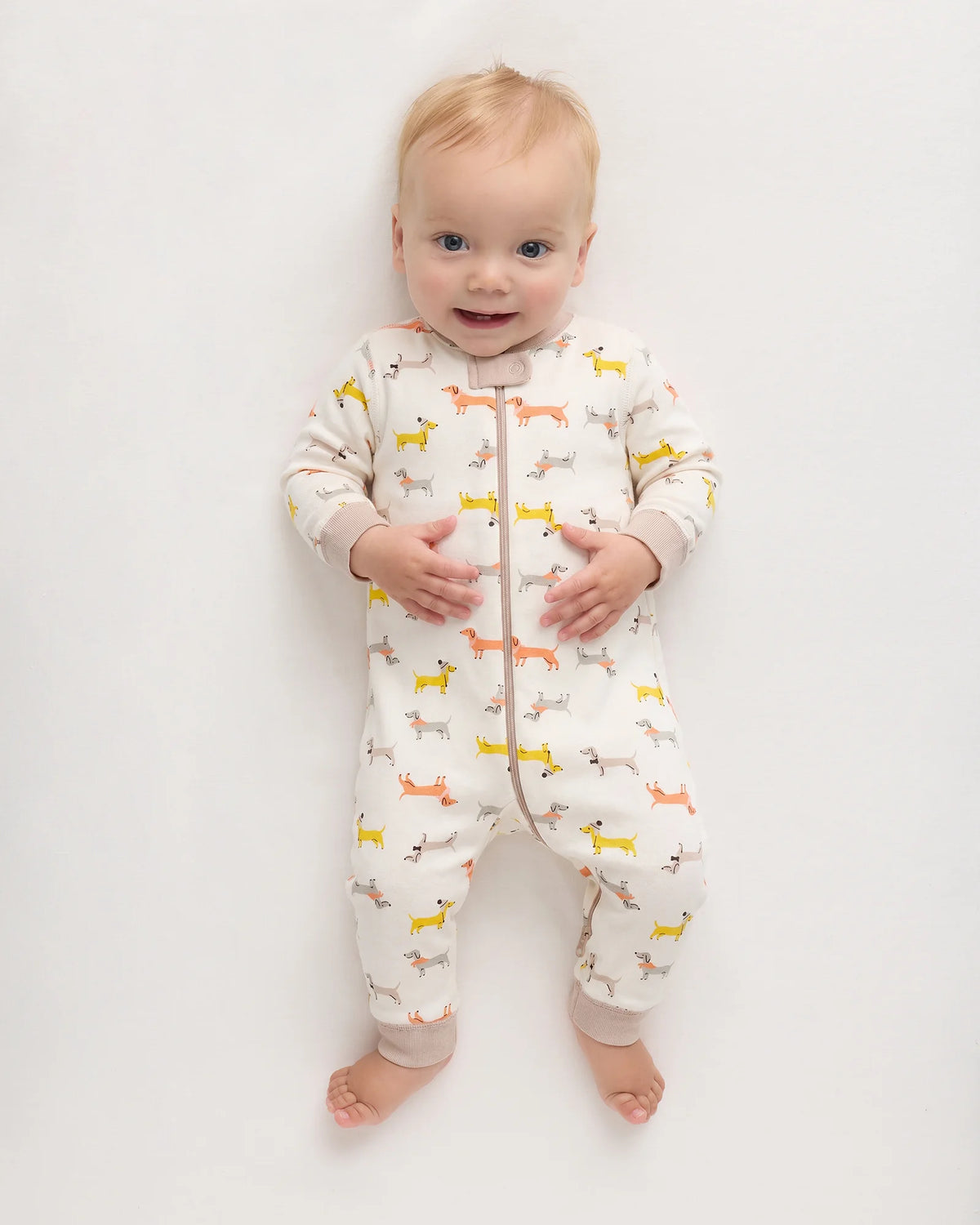 100% Organic Cotton One Piece Pajama - 0-3M / Navy Stripe