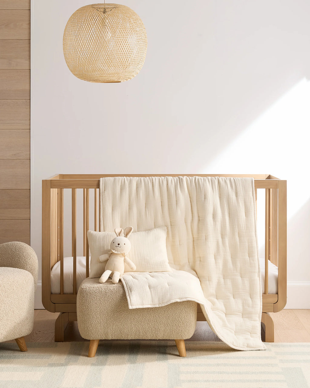 Organic Cotton Gauze Toddler Quilt & Sham Set - One Size / White
