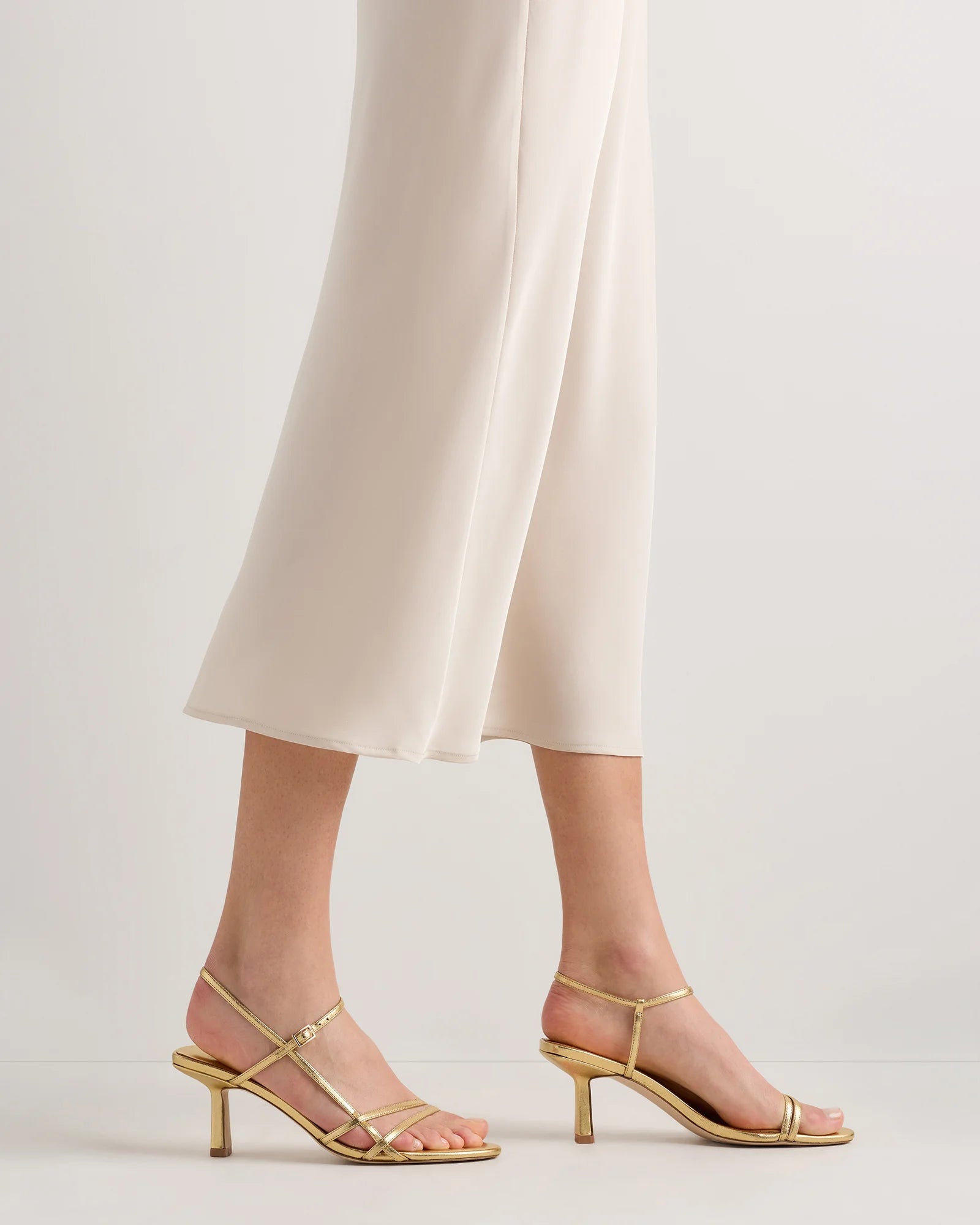 Italian Leather 70mm Strappy Heel - 5 / Metallic Gold Secondary image