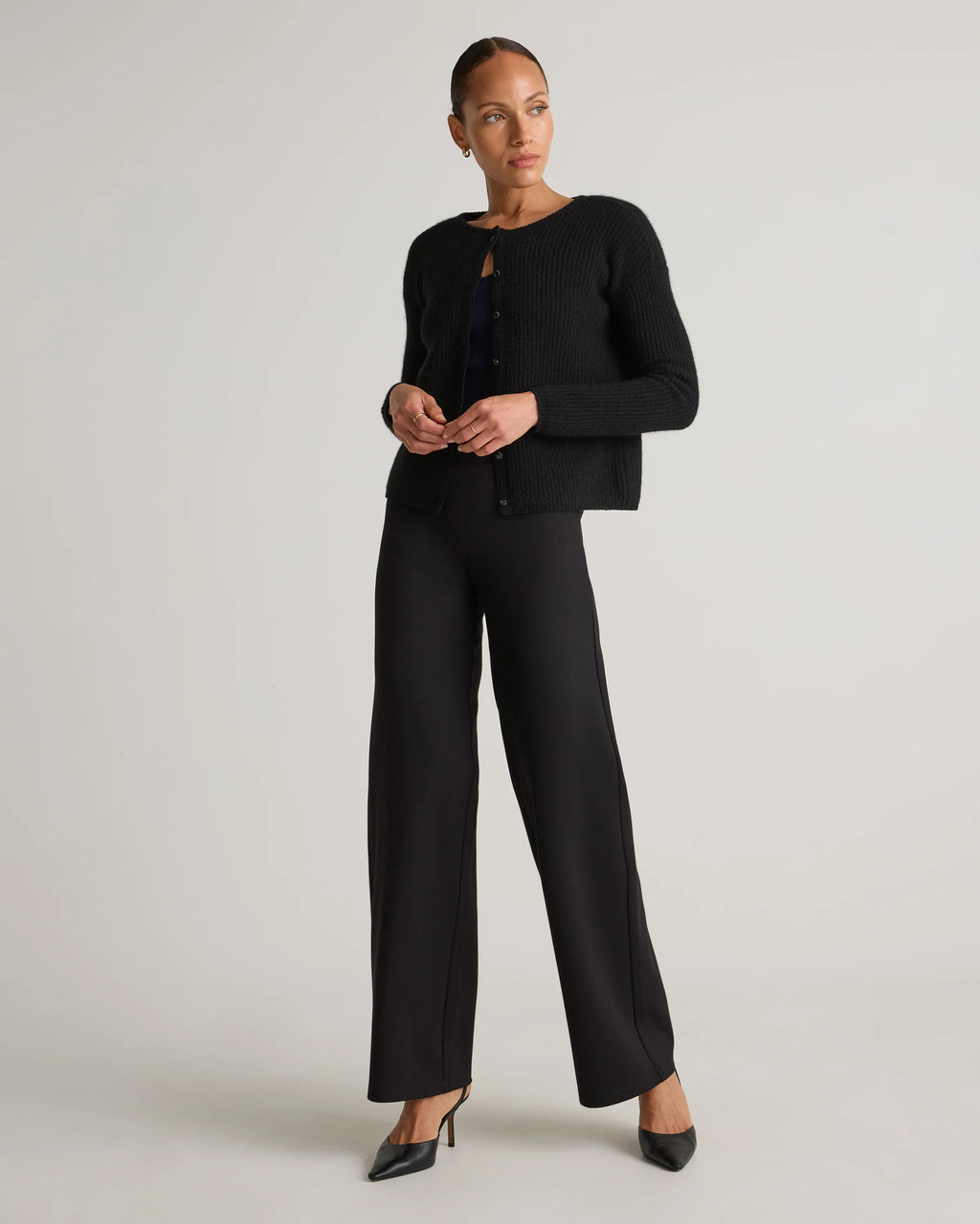 Ultra-Stretch Ponte Wide Leg Pants - XS / Espresso