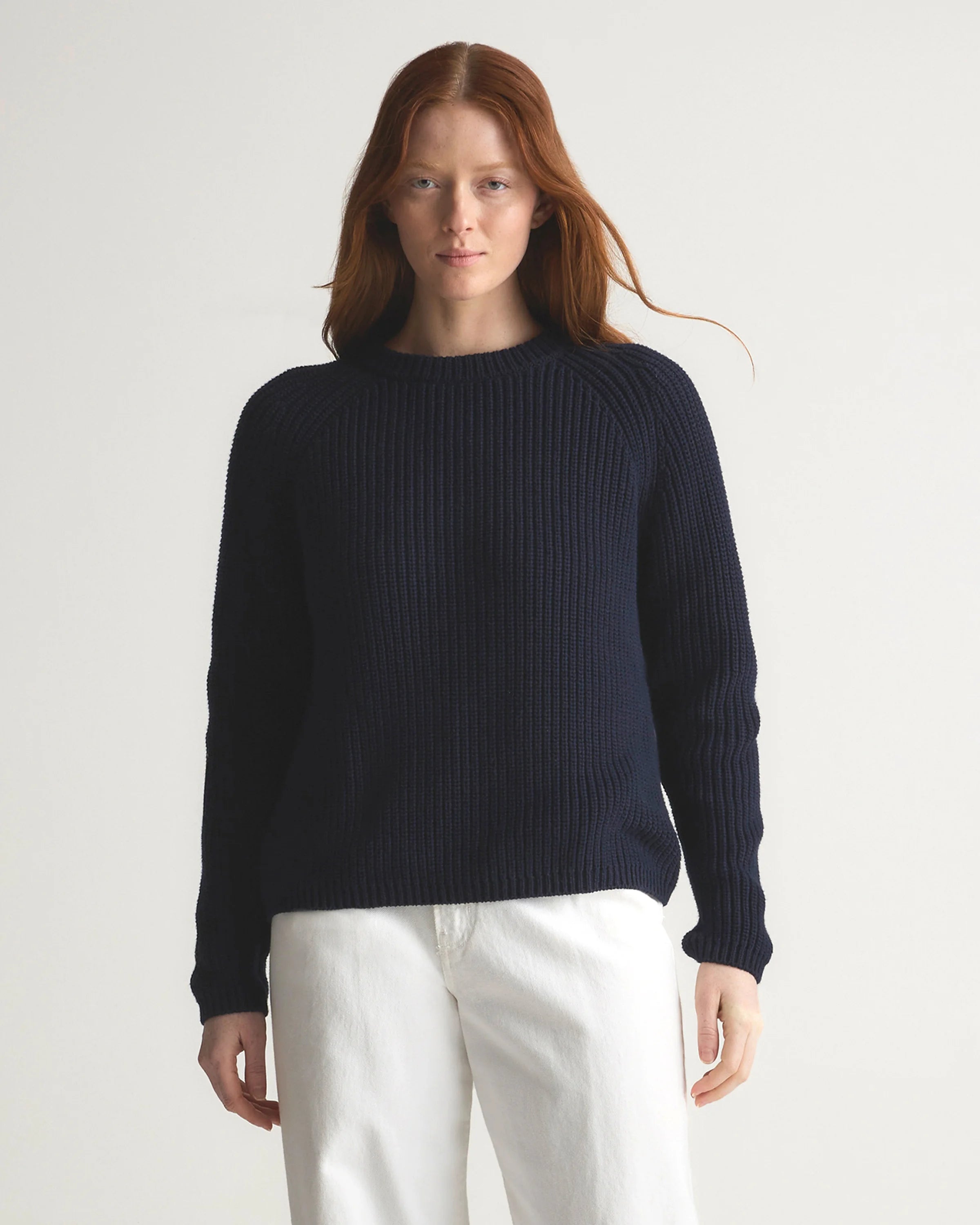 100% Organic Cotton Fisherman Crew Sweater - XS / Sapphire Blue Secondary image