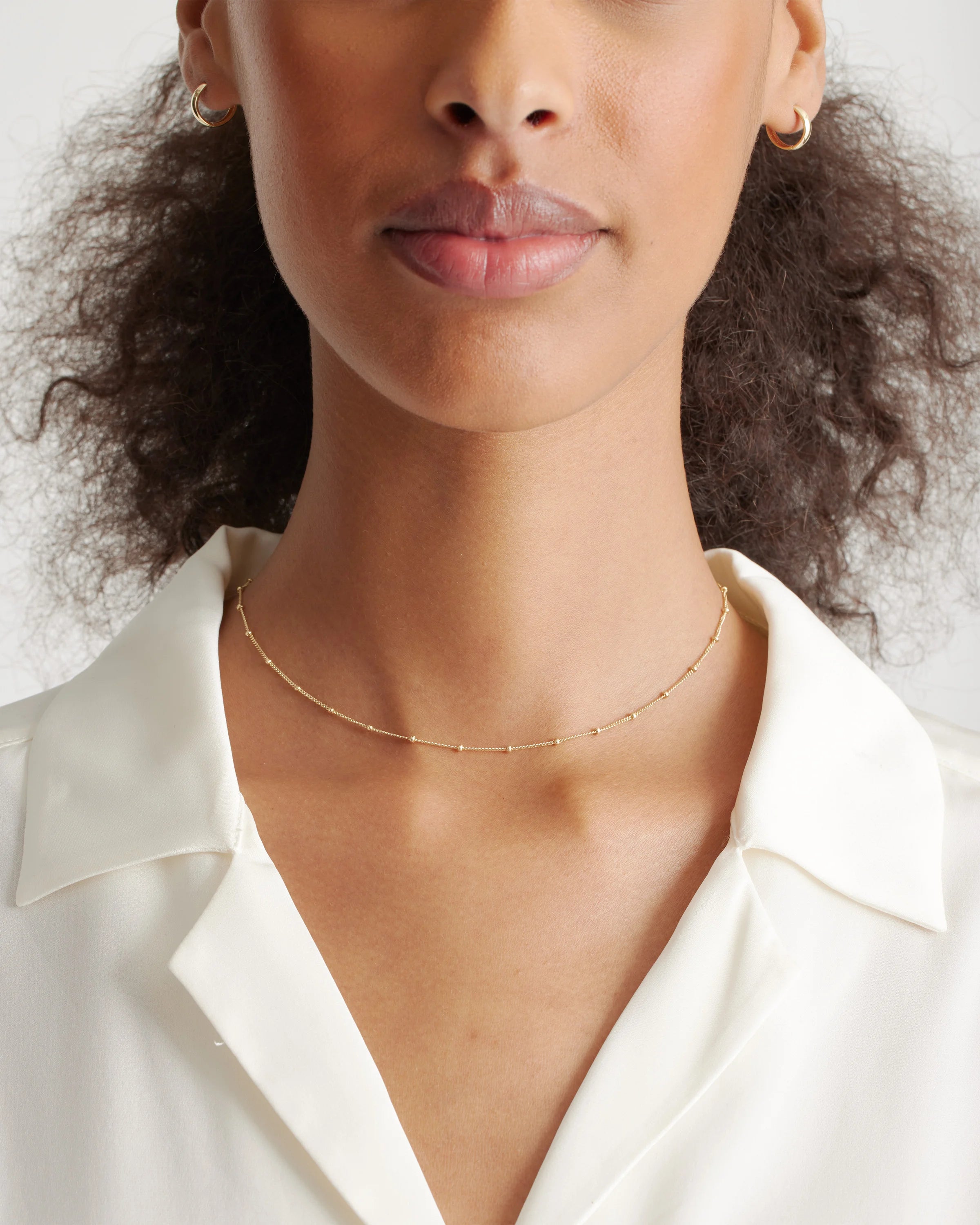 14k Gold Station Bead Choker - One Size / Yellow Gold Secondary image