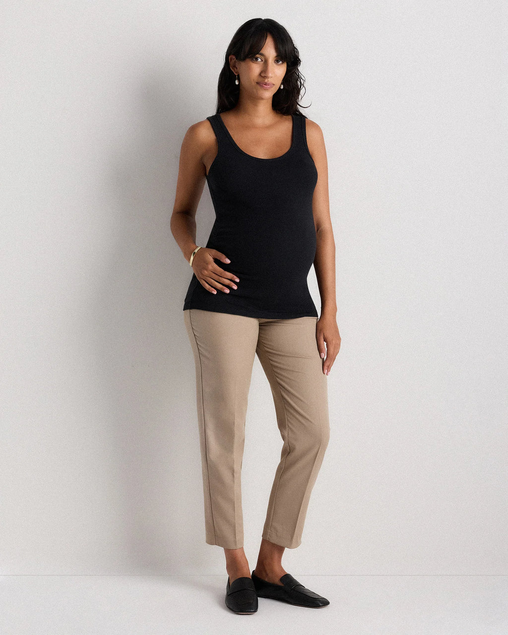 Bamboo Rib Maternity Scoop Neck Tank - XS / Deep Navy