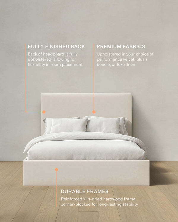 Square Bed in Performance Linen - Full / Ivory