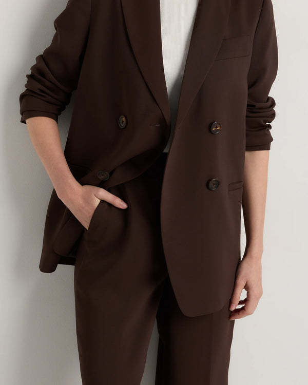 Stretch Crepe Relaxed Double-Breasted Blazer - XS / Sand