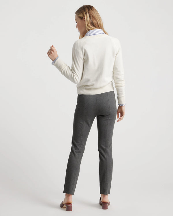 Ultra-Stretch Ponte Pintuck Ankle Pants - XS / Ecru