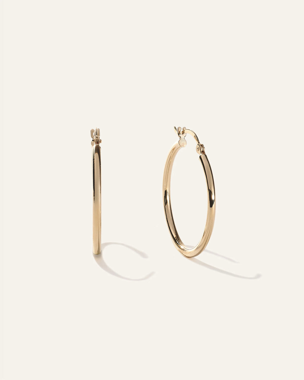 14K Gold Tube Hoops - 25mm / Yellow Gold