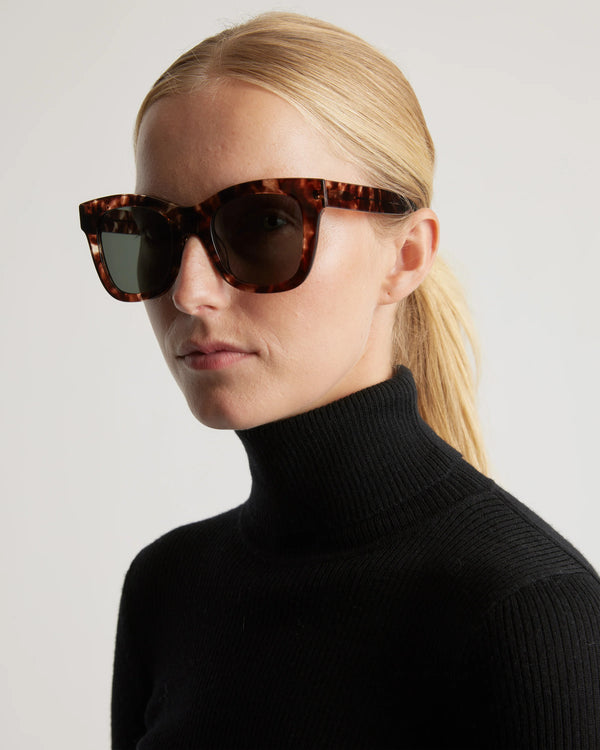 Tatum Polarized Acetate Sunglasses - One Size / Espresso Tortoise with Green lens