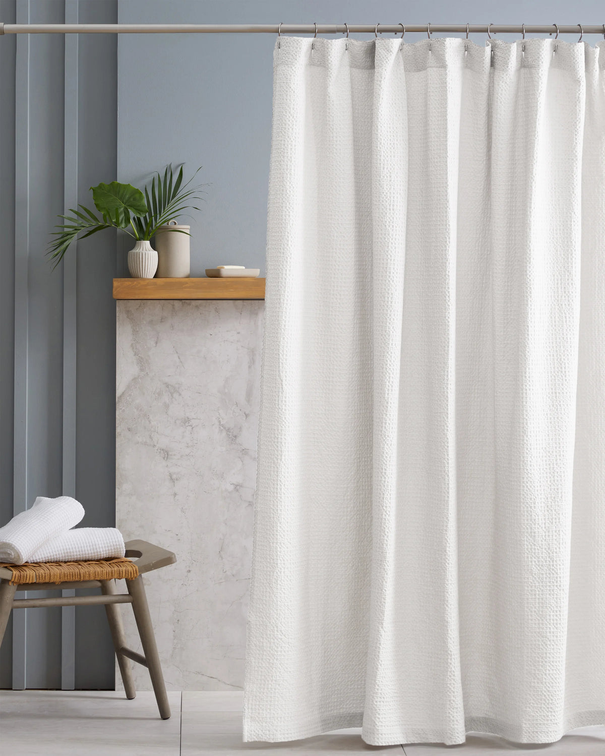 Organic Luxe Waffle Shower Curtain - One Size / White Main image