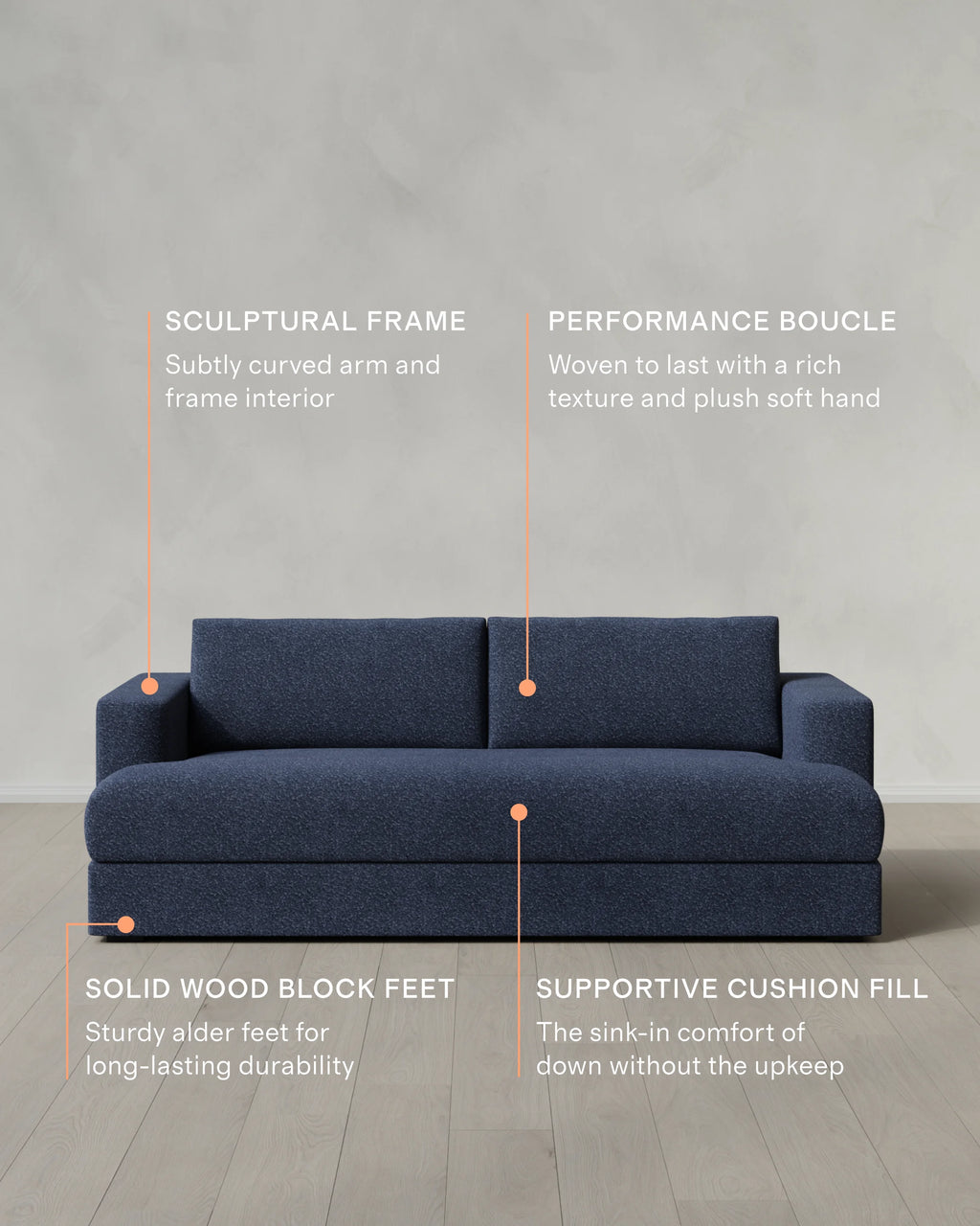 Sierra Curved Arm Sofa in Performance Boucle - 7ft / Linen
