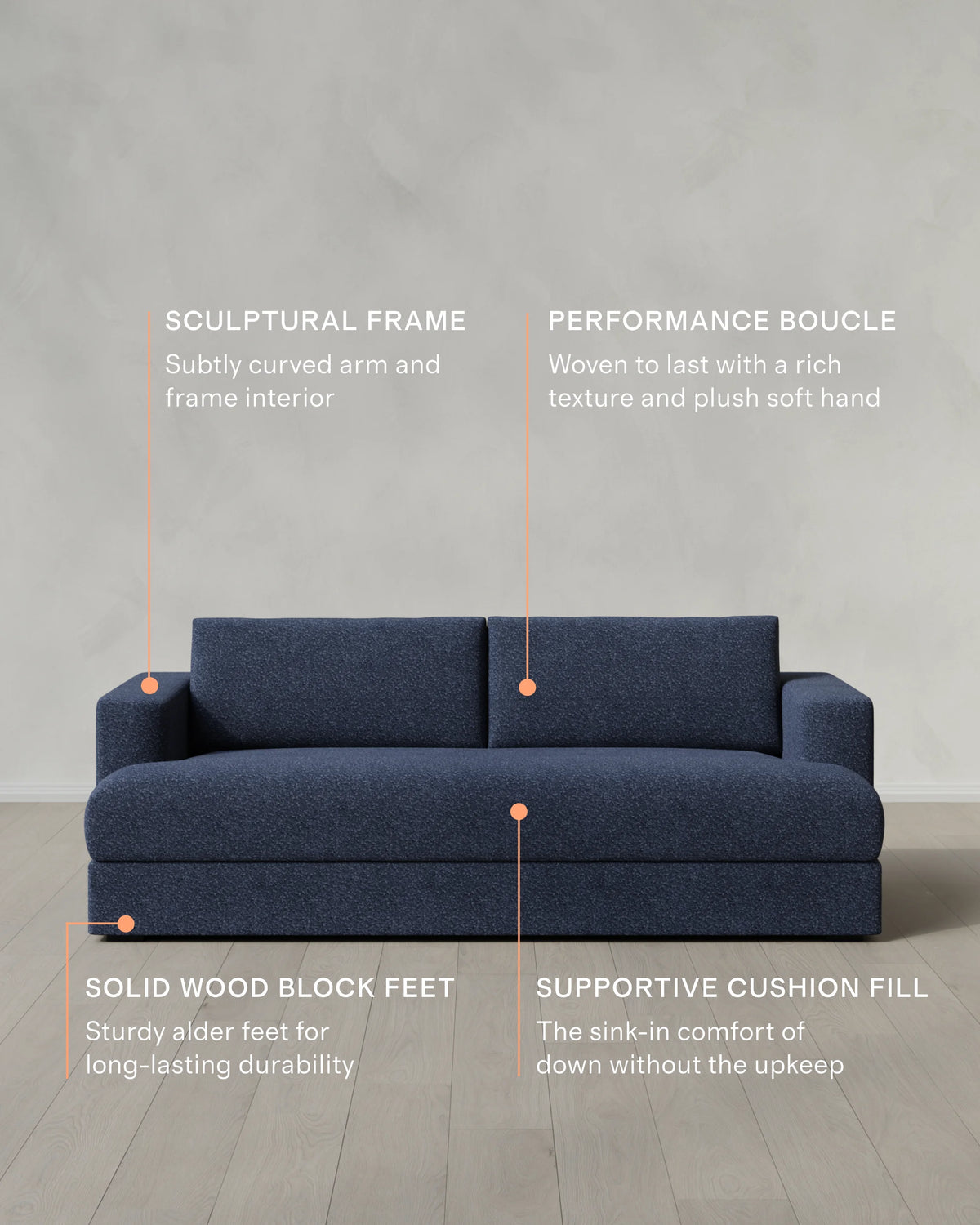 Sierra Curved Arm Sofa in Performance Boucle - 7ft / Linen