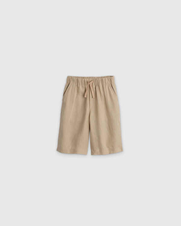 100% European Linen Pull-On Shorts - 6 / Blue Pinstripe