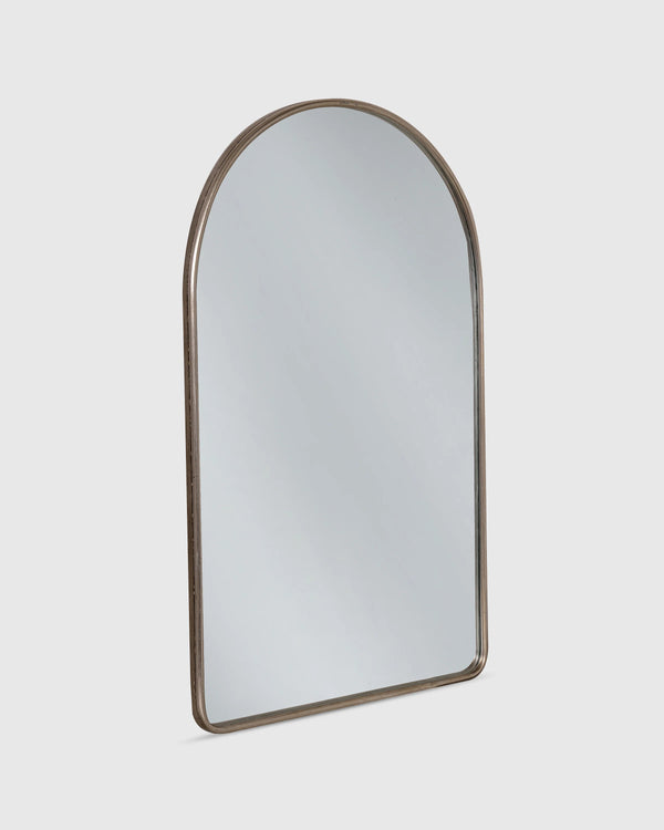 Arched Metal Framed Wall Mirror - One Size / Silver Metal Frame
