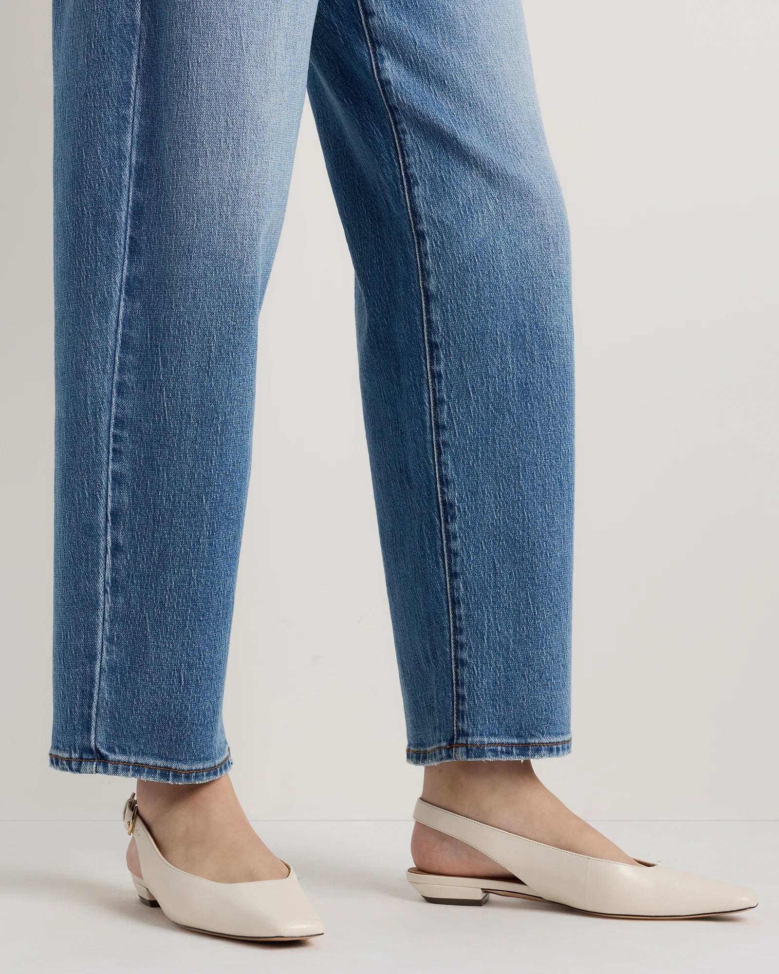 Italian Leather Slingback Flat - 5 / Bone Secondary image