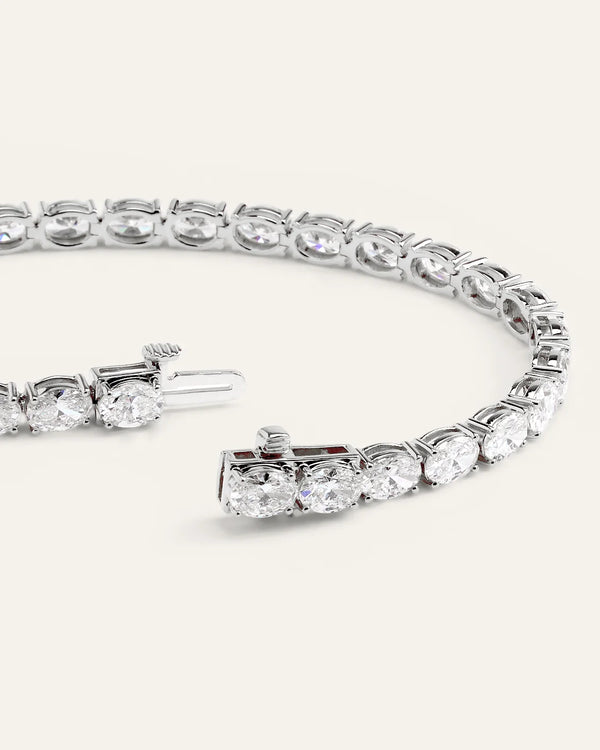 14K Gold Lab Grown Diamond East-West Oval Tennis Bracelet - 10ctw - 6.5" / Yellow Gold