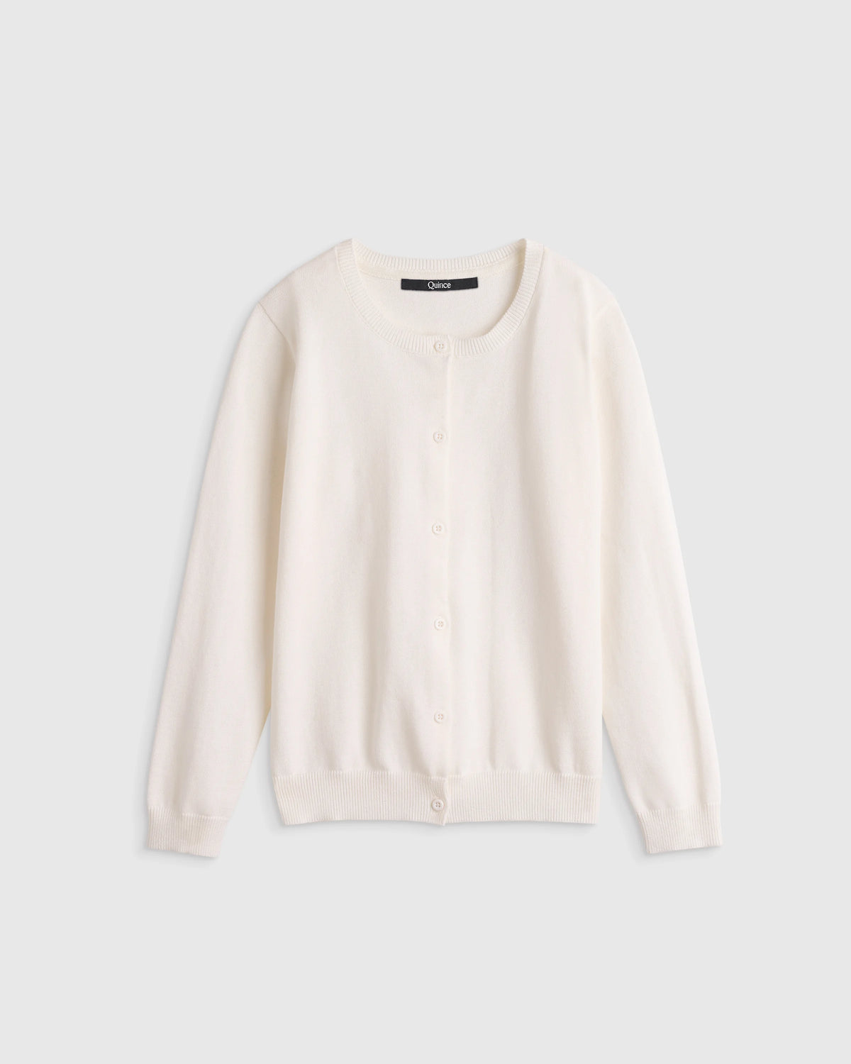 100% Organic Cotton Crewneck Cardigan - 6 / Ivory Main image