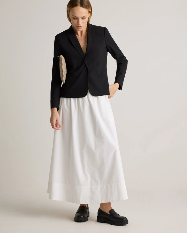 100% Organic Cotton Poplin A-line Maxi Skirt - XS / Classic White