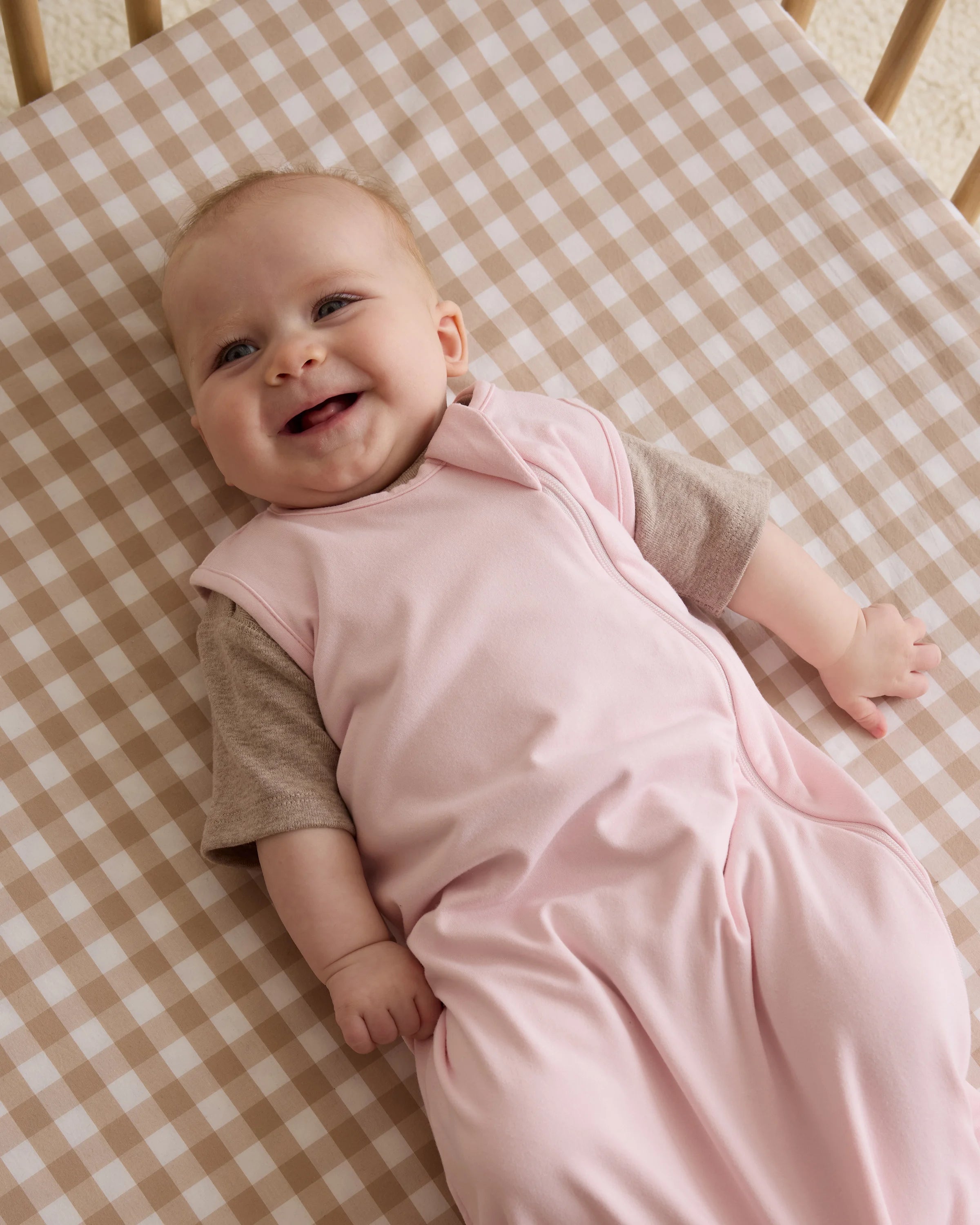 Organic Percale Gingham Crib Sheet 2-Pack - One Size / Blue Fog Secondary image