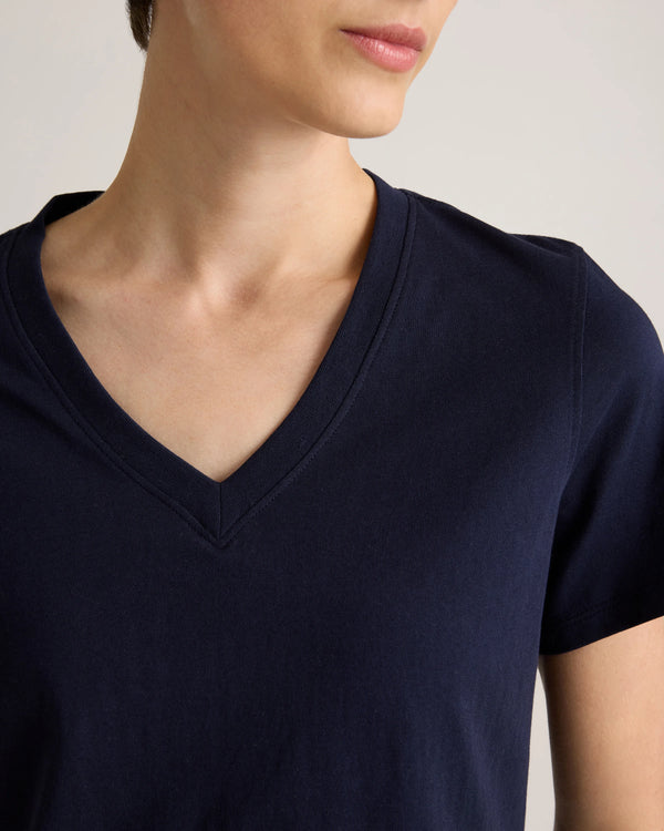 100% Organic Cotton Boxy V-Neck Tee - XS / Dusty Beige