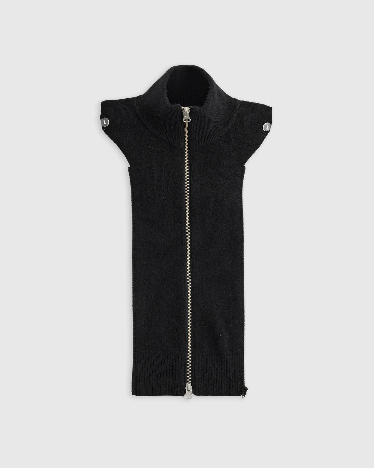 100% Mongolian Cashmere Ribbed Collar Blazer Insert - XS/S/M / Black Main image