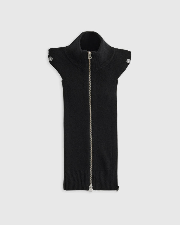 100% Mongolian Cashmere Ribbed Collar Blazer Insert - XS/S/M / Black