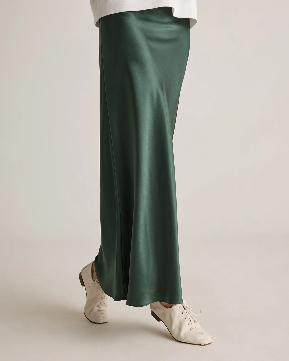 100% Washable Silk Maxi Skirt - XS / Champagne