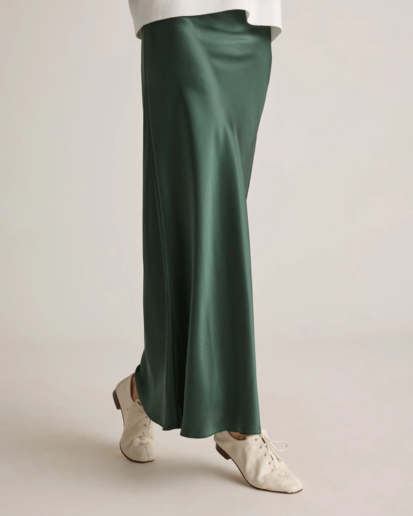 100% Washable Silk Maxi Skirt - XS / Champagne