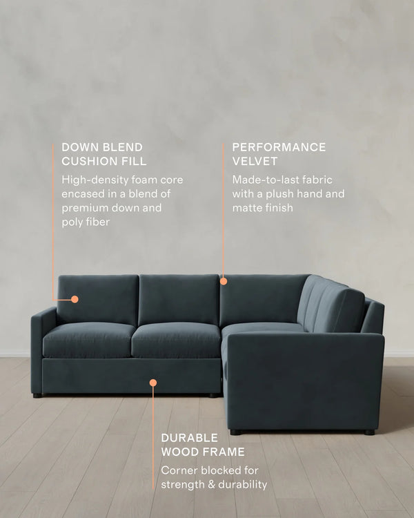 Brennan L Sectional in Performance Velvet - 99x99 / Taupe
