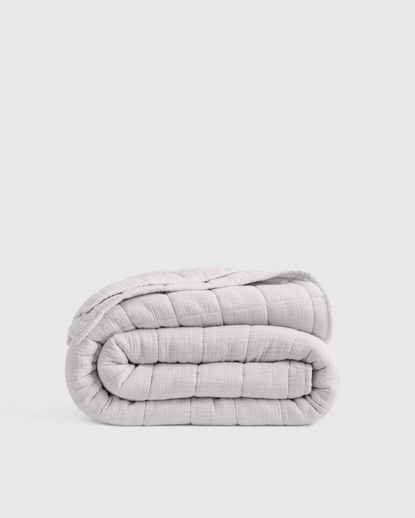 Organic Cotton Gauze Box Quilt - Twin / Mineral